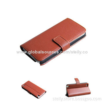PU Leather Cases for iPod Touch 5, with Lichee Pattern and Stand FunctionNew